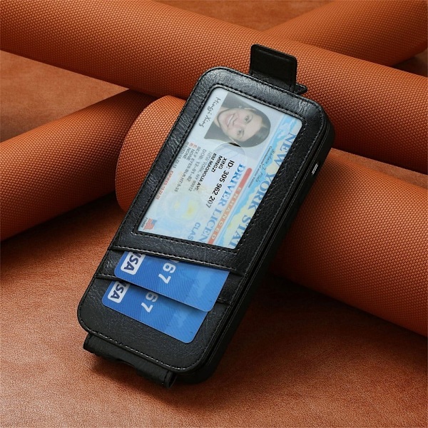 Vertical Flip Phone Fodral med Zipper till Nokia X30 - Svart Svart