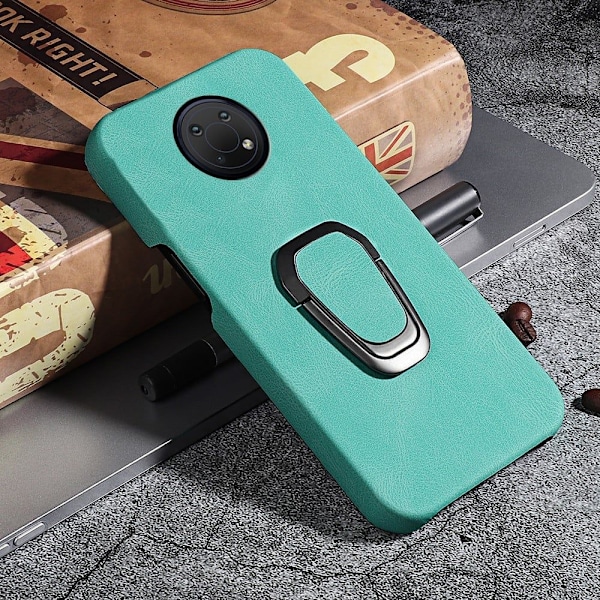 Iskunkestävä nahkasuojus soikealla jalustalla Nokia G10:lle - Vaaleanvihreä Green