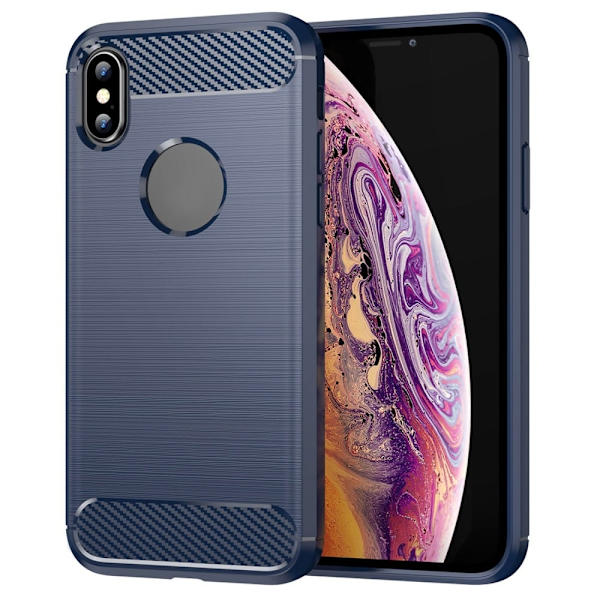 Carbon Flex Suojakotelo iPhone XS - Sininen Blue