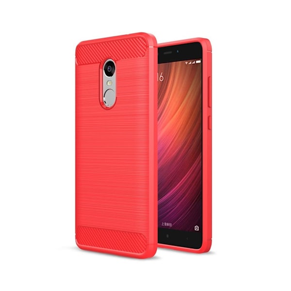 Bremer Xiaomi Redmi Note 4 cover i kulfiber - Rød Red