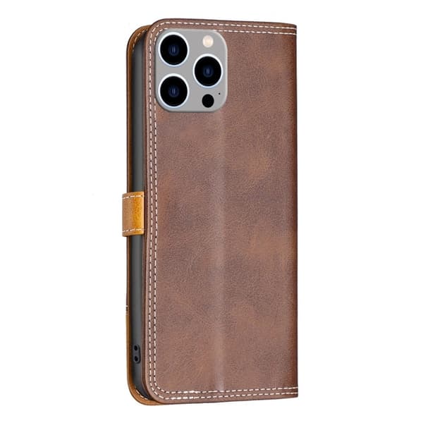 BINFEN tvåfärgat läder iPhone 14 Pro Max fodral - Brun Brun