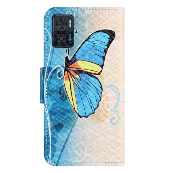 Wonderland Motorola Moto E22i / E22 Flip Etui - Blå Sommerfugl Blue