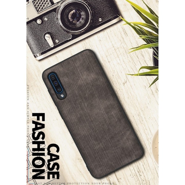 Samsung Galaxy A50 jeans tekstur etui - Sort Black
