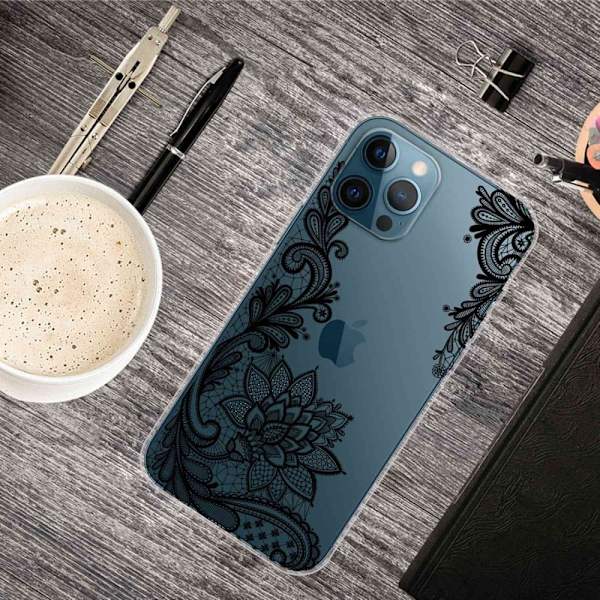 iPhone 14 Pro 6.1 tommer Anti-fall Pattern Printing Clear Design Back Case IMD Soft Flexible Wear-resistant Protective Phone Case - Sort Black