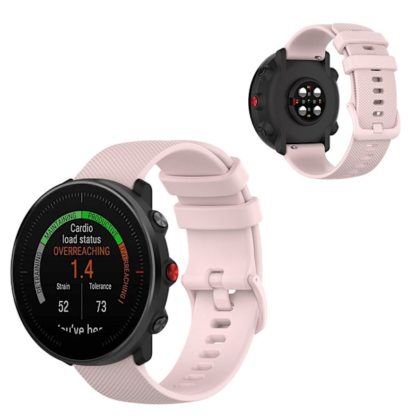 Polar Vantage M / Garmin Vivoactive 4 / Huawei Watch GT silikonikellonauha - Pinkki Pink