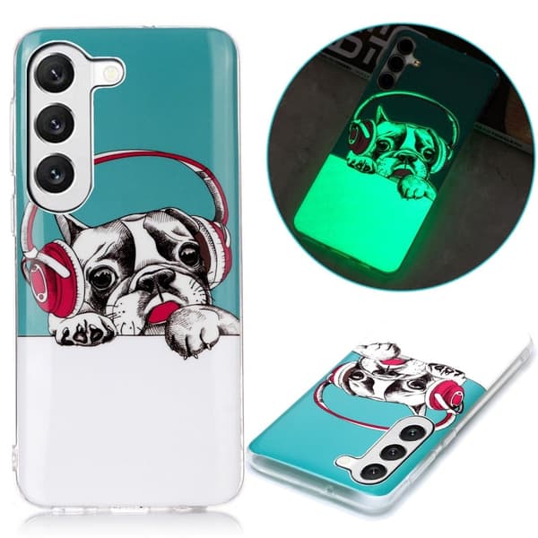 Deco Samsung Galaxy S23 skal - Hund Med Hörlurar Vit