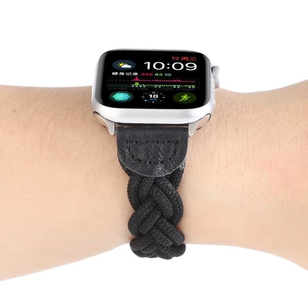 Apple Watch Series 6 / 5 44mm kudottu punottu kellonauha - Musta Black