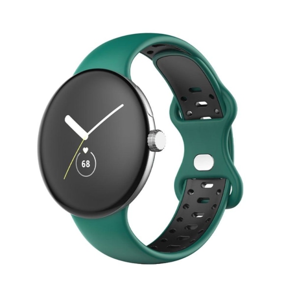 Google Pixel Watch dual color silicone watch strap - Black / Bla Grön