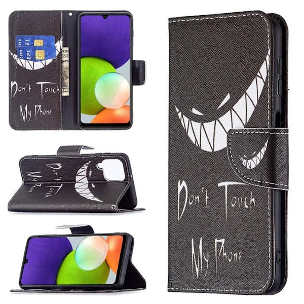 Wonderland Samsung Galaxy A22 4G Flip Suojakotelo - Don't Touch My Phone Black