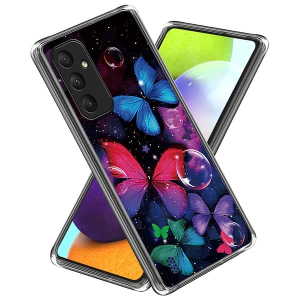 Deco Samsung Galaxy A55 cover - Farverige Sommerfugle Purple