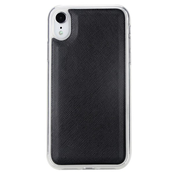 iPhone Xr flip cover i læder med krydsstruktur - Sort Black
