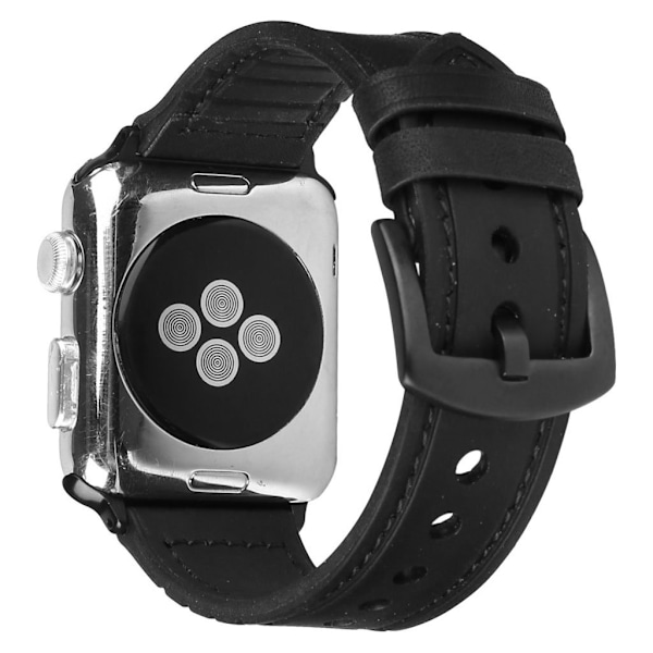 Apple Watch Series 5 40 mm klockarmband i äkta läder och silikon - Svart Svart