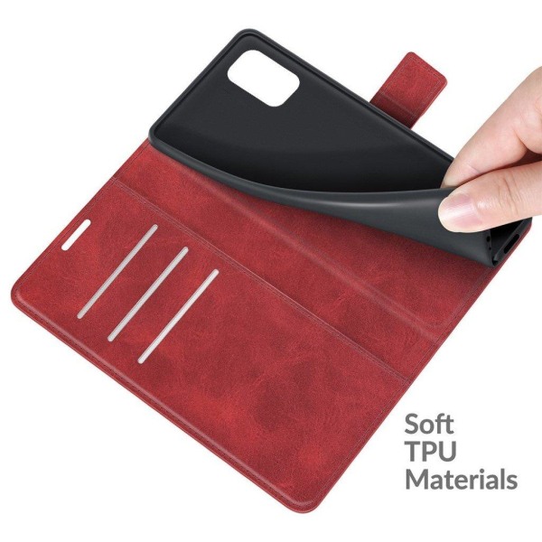 Hållbart konstläder ZTE Blade V2020 Smart fodral med plånbok - R Röd