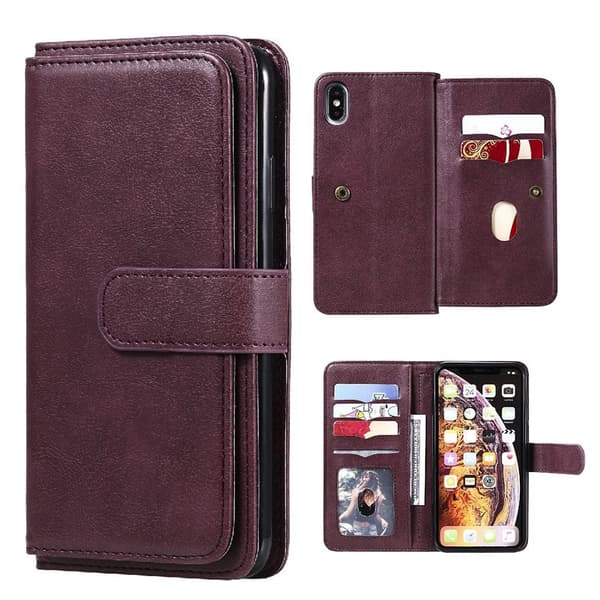 iPhone Xs Max etui med pung & 10 kortpladser – Rød Red