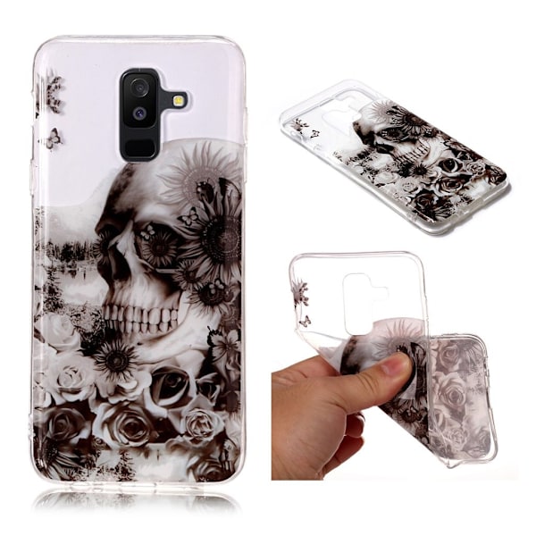 Samsung Galaxy A6 Plus (2018) mobilskal silikon tryckmönster - Blommig döskalle multifärg