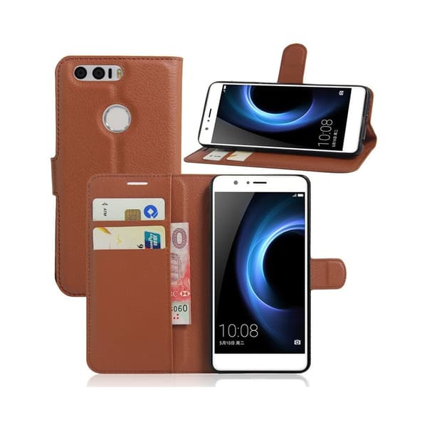 Mankell Huawei Honor 8 Litchi Texture læderetui - Brun Brown