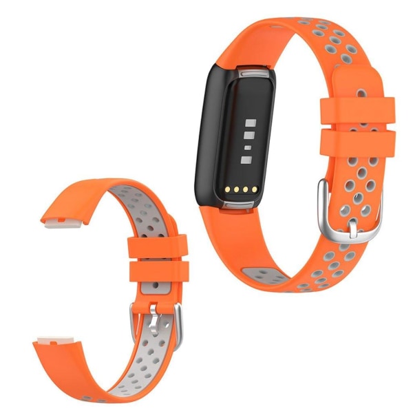 15,4 mm Fitbit Luxe klockarmband i tvåfärgad silikon - Orange / Grå Orange