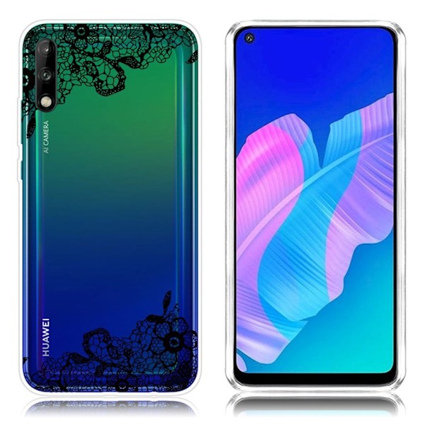 Deco Huawei P40 Lite E skal - Spetsblomma Svart