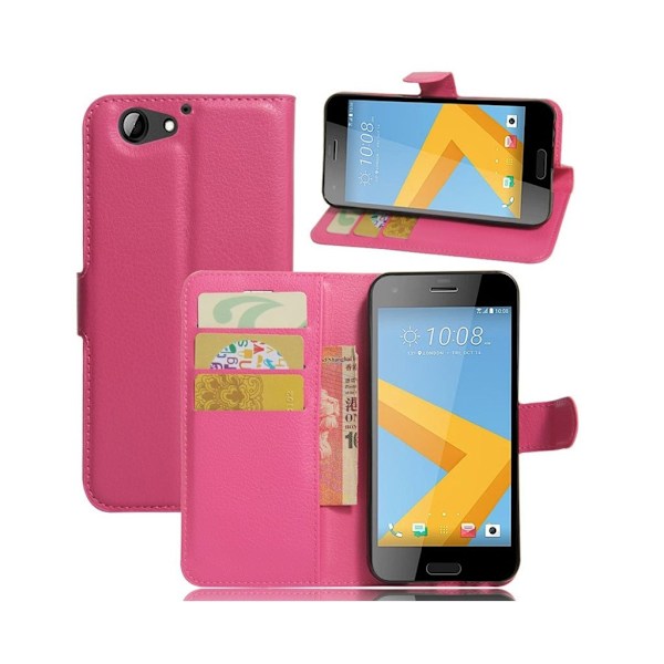 HTC A9s Litsi Pintainen Nahkakotelo Lompakko - Kuuma Pinkki Pink