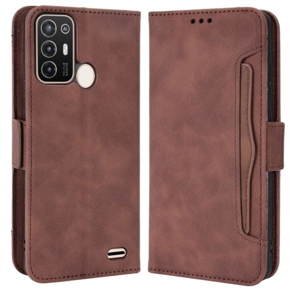 Modern-styled leather wallet case for ZTE Blade A52 - Brown Brown