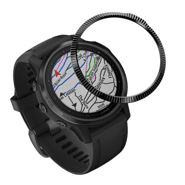 Garmin Fenix 6S / 6S Pro konkav rustfrit stål bezel - Sort Black