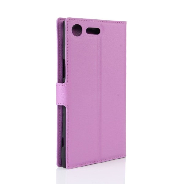 Sony Xperia XZ Premium Læder etui i litchi skind - Lilla Purple