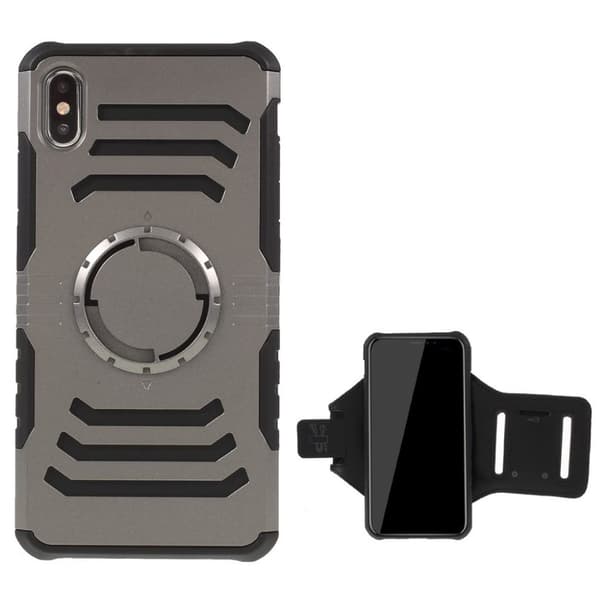 iPhone 9 Plus beskyttelses deksel av hybrid materiale og armbånd - grå Silver grey