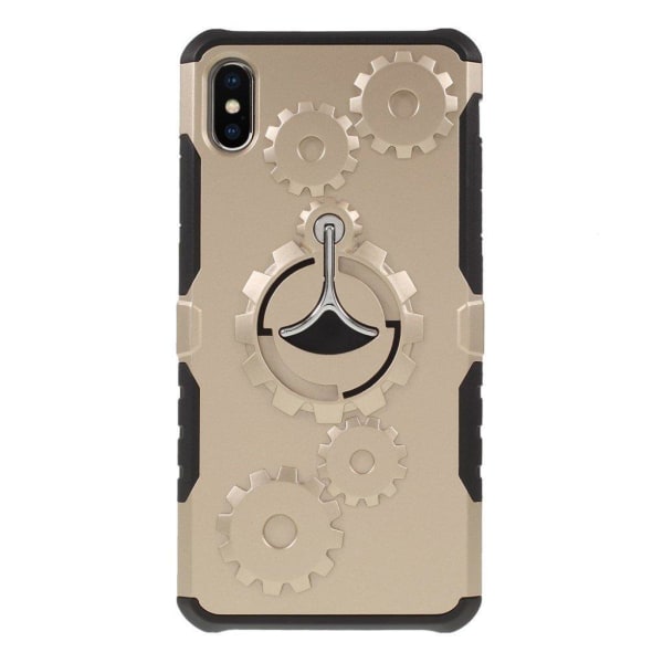 iPhone Xs Max kickstand mechanical gear combo case - (På Engelsk Gold