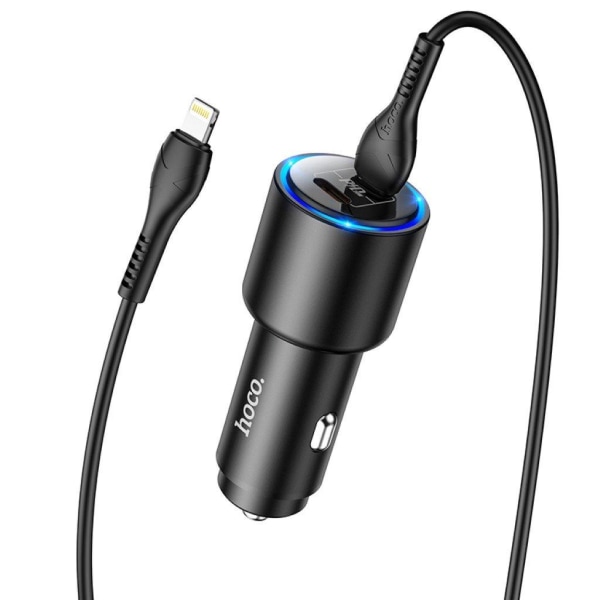 NZ3 Clear way 40W dual port PD car charger set (Type-C to Lightn Black