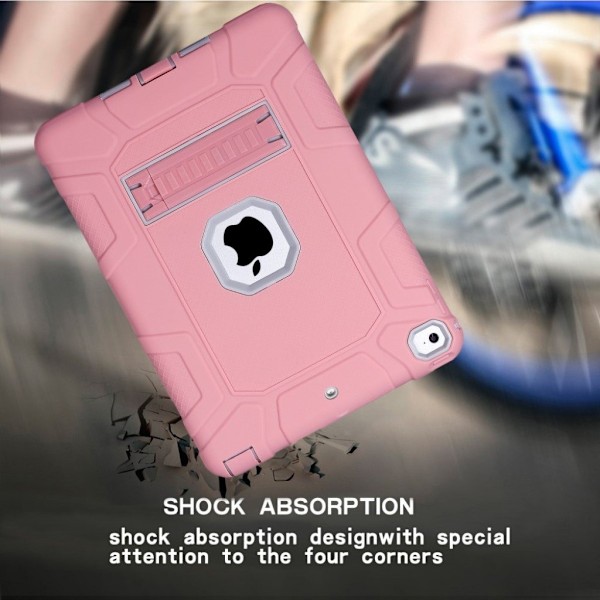 iPad (2018) armor defender silikone etui - Grå / Pink Multicolor