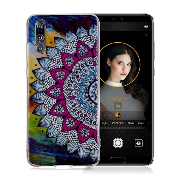 Huawei P20 Pro mobilskal silikon självlysande tryckmönster - Mandala blomma multifärg