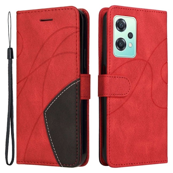 Texturerat läder OnePlus Nord CE 2 Lite 5G fodral med handledsband - Röd Röd