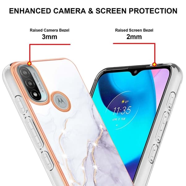 Marble Motorola Moto E30 / E20 / E40 Etui - Hvid Marmor Haze White