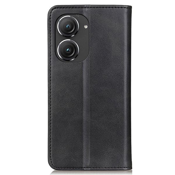 Flip Etui med Pung i Ægte Læder til ASUS Zenfone 9 - Sort Black