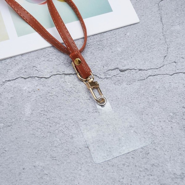 Universal crossbody-nackrem i läder med transparent dyna - Brun Brun