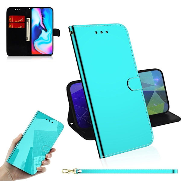 Mirror Motorola Moto E7 Plus Flippetui - Cyan Green
