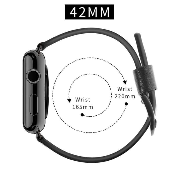 Apple Watch Series 5 44mm cool edge ægte læder Urrem - Sort Black
