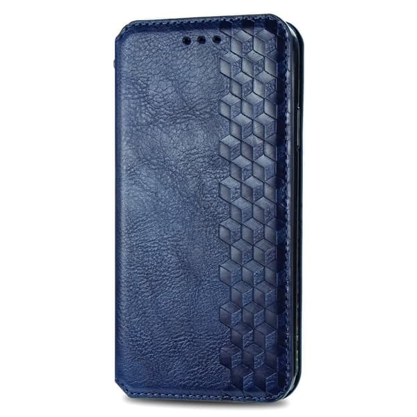 Læder Etui med A Stilfuldt Rhombus Tryk til Xiaomi Poco M5 - Blå Blue