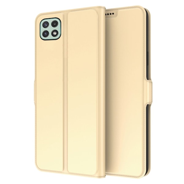 Glat og tyndt premium Samsung Galaxy A22 5G læderetui - Guld Gold