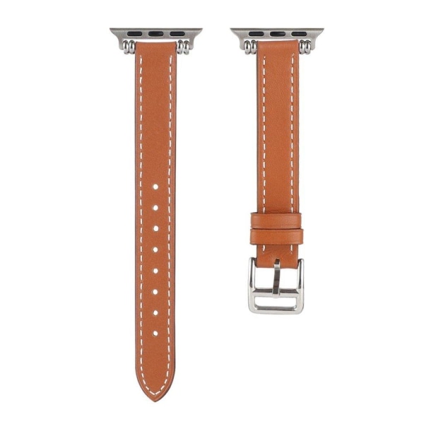 Apple Watch 40mm bead décor leather watch strap - Khaki Brown