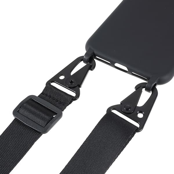 Tynt TPU-deksel med matt finish og justerbar stropp til iPhone 13 - Svart Black