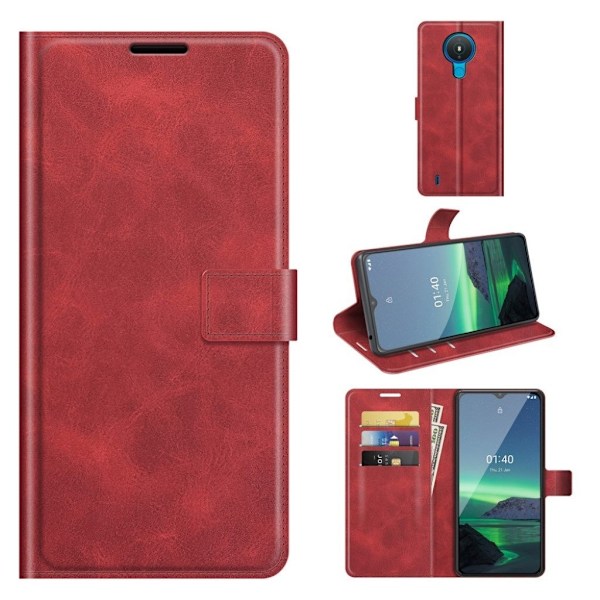 Wallet-style Læder Etui til Nokia 1.4 - Rød Red