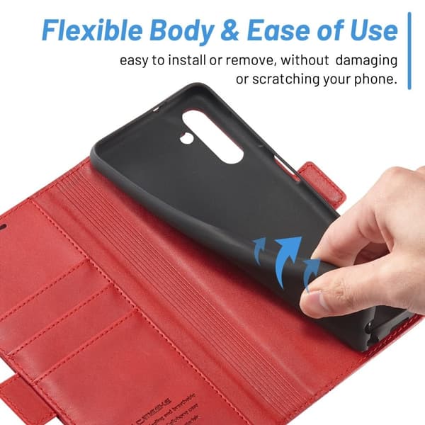 LC.IMEEKE Samsung Galaxy A14 Flip Etui - Rød Red