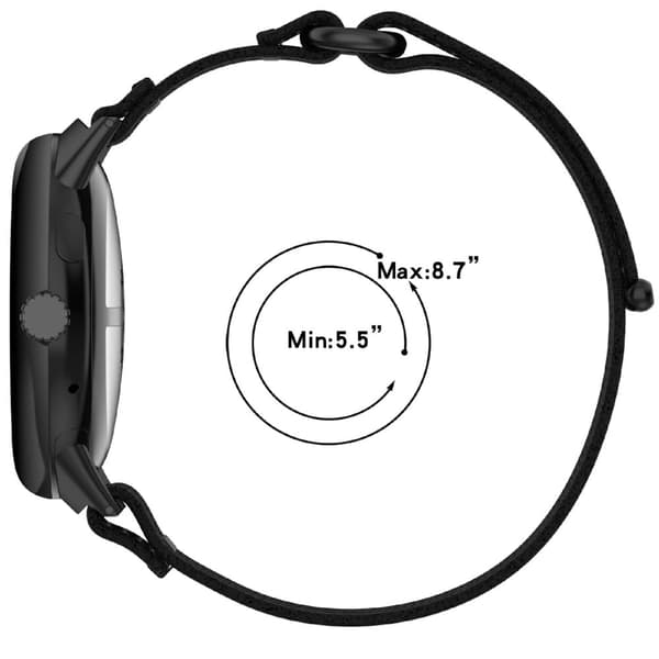 Google Pixel Watch 3 45mm Band säädettävä punottu Nylon Sport Loop Watch hihna - Musta + Harmaa Black