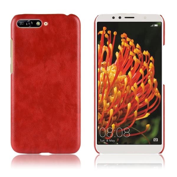 Huawei Honor 7A mobilskal plast syntetläder litchi - Röd Röd