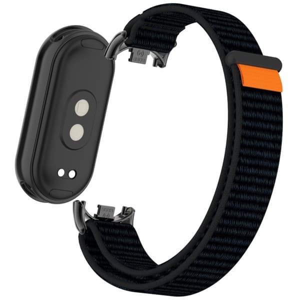 Xiaomi Mi Band 9 / Smart Band 8 Urrem Nylon Loop Justerbar Armbånd - Dyb Sort Black