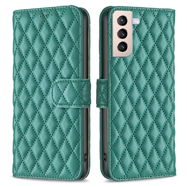 Rhombus mat Samsung Galaxy S21 Plus 5G flip etui - Grøn Green