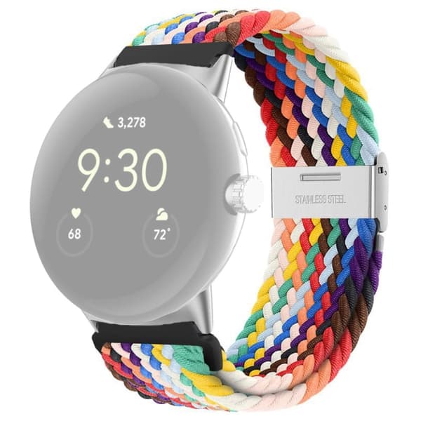 Klockarmband i nylon för Google Pixel Watch - Regnbåge multifärg