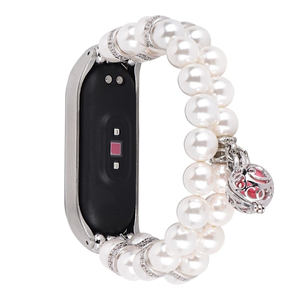 Xiaomi Mi Smart Band 4 / 3 urrem med to rækker imiterede perler - Hvid White