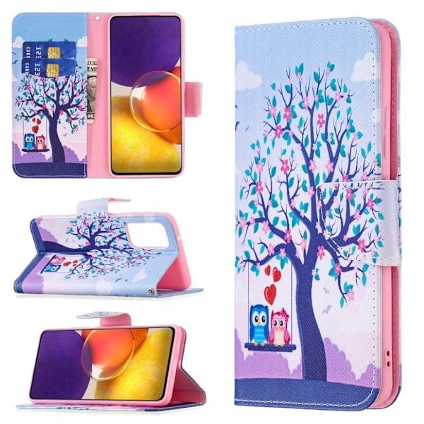 Wonderland Samsung Galaxy A82 5G Läppäkotelo - Puu And Owls Multicolor